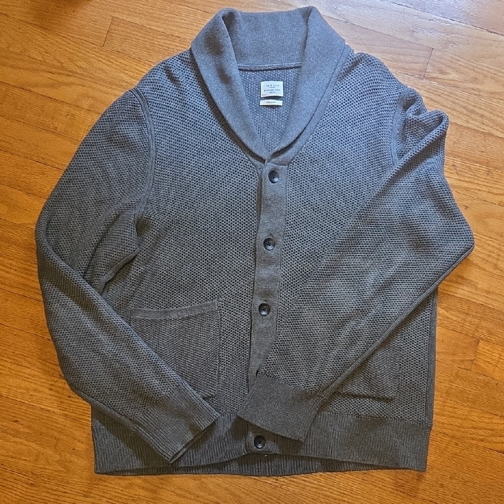rag & bone Men's Gray Shawl Collar Cardigan